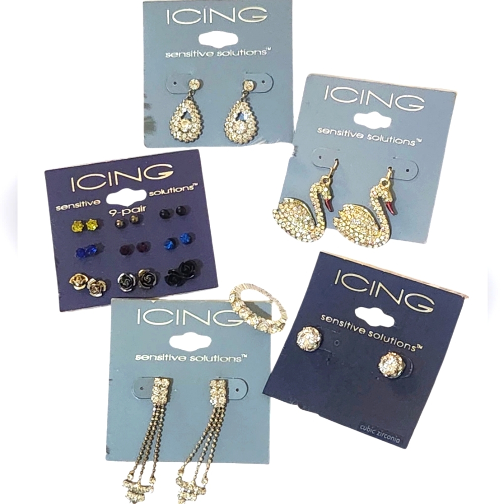 Icing Elegant Earring Collection with Silver Accents